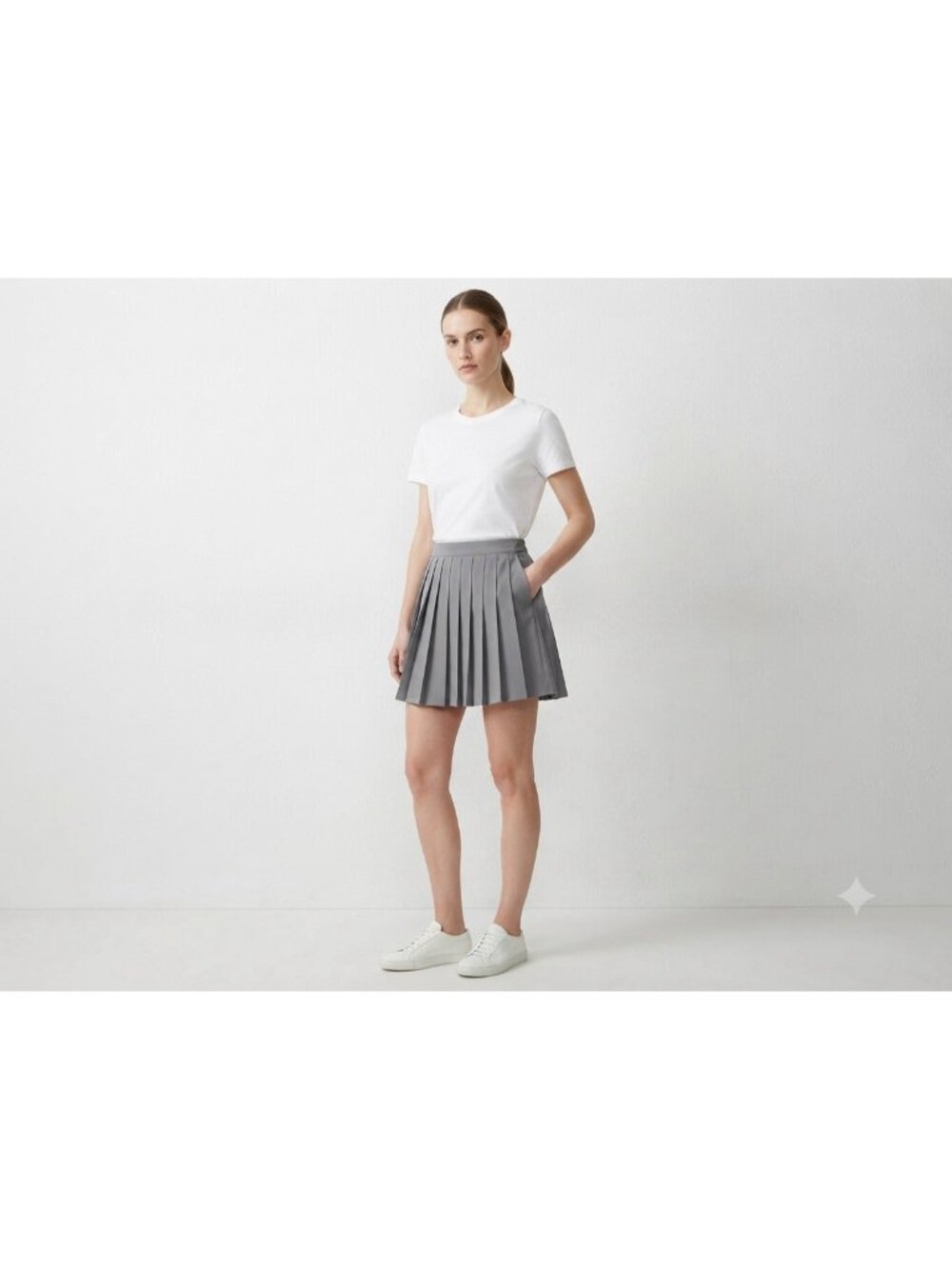 Women's Gray Pleated Mini Skirt Side Zip Tennis Skirt Short Preppy Style